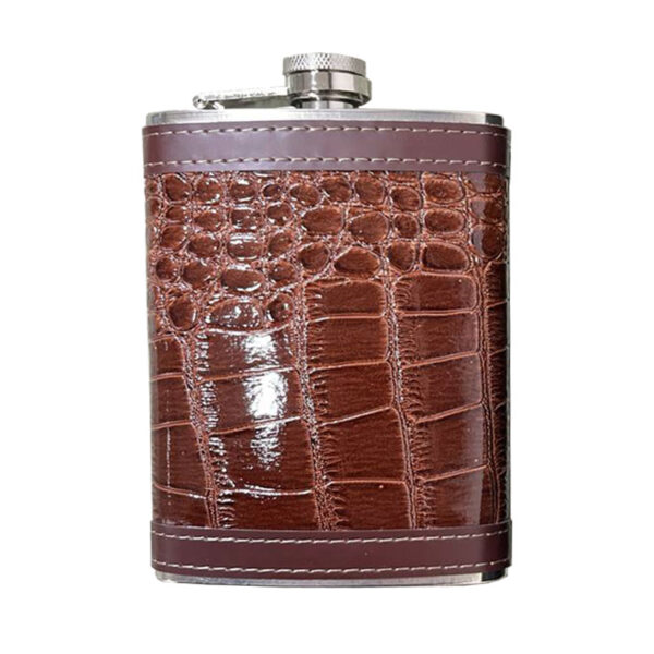 فلاسک استیل جیبی (Hip Flask) با روکش چرمی مدل 255 میلی لیتر (9oz)